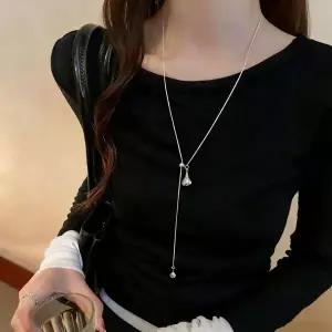 [골드스마일]실버 Y 드롭 물방울 목걸이 80cm