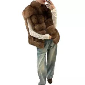 여성퍼조끼 겨울여성조끼 페이크퍼 자켓 따뜻한 여성용 연말룩