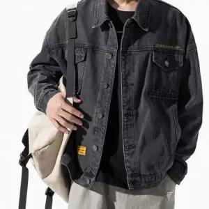 스트릿 패치 자수 로고 오버핏 데님 자켓 청자켓 2컬러