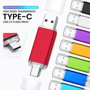고속 TYPE C 2in1 USB 플래시 드라이브 128GB 64GB 32GB 메탈 펜 스마트폰 차량용 TV 스틱 4GB 8GB 16GB