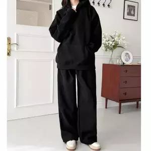 트렌디 여성 후드 밴딩 운동복 여자 골덴 뽀글이 핀턱 와이드