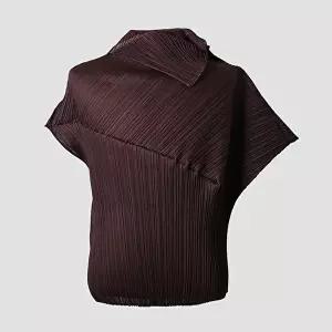 [이세이미야케 플리츠플리즈]이세이미야케 플리츠플리즈 플리츠 리프넥 탑 PP58JK461 47 다크 브라운