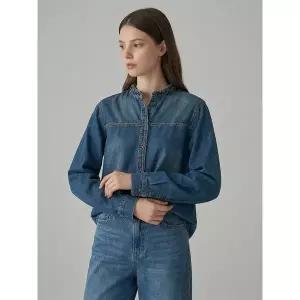 차이나 라운드 데님 셔츠 자켓