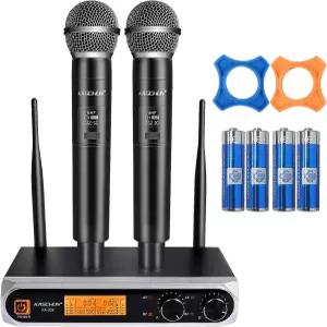 카순 무선 노래방 마이크 시스템 듀얼 UHF 휴대용 200피트 장거리 플러그 앤 플레이 노래를 위한 DJ 교회