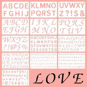 1 /2, 3 /4, 1, 2인치 다이어리, 스크랩북, 글자 재사용 가능한 플라스틱 및 스텐실 숫자 용품용 장식 저널 스텐실, 알파벳 글자, 노트, 페인팅용