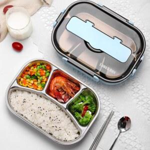 사계절 휴대용 스텐 식판 수저 그린1000ML 세트 2칸 식기 도시락 보온 보온통