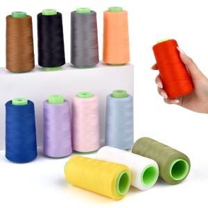 100D 3000 야드/롤 폴리 에스터 탄성 스레드 요가 착용 양말에 대 한 고강도 직물 소파 쿠션 바느질