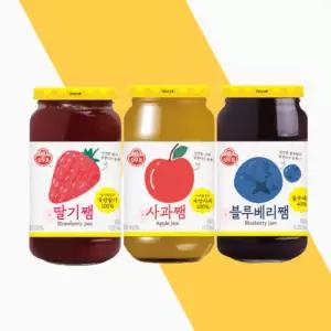 오뚜기 과일잼 세트 딸기잼 블루베리잼 사과잼 각 500g 3종