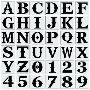 나무 페인팅용 15.2CM(6인치) 글자 스텐실, 알파벳 유연한 레트로 캔버스, 그리기 원단, 템플릿 재사용 및 스텐실 바닥에 숫자 36개, 종이, 사인, 벽,