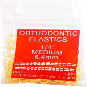 JMU 교정용 엘라스틱 1/4 중형 100팩 구강 내 탄성 밴드 라텍스 치과용 고무 미국산
