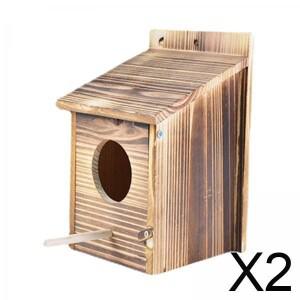 갈색 나무 새집  청소 가능 문과 앉는 기둥이 있는 번식 상자  야외용 앵무새와 블루버드용