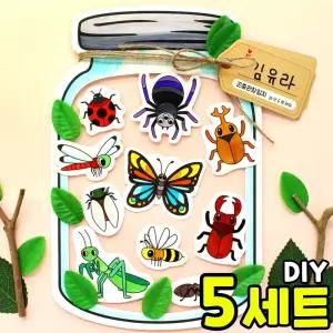 5개묶음 곤충 관찰 채집통 색칠하기 만들기 봄 나비 채색 학습 방과후 돌봄 수업 DIY 세트 키트 교구