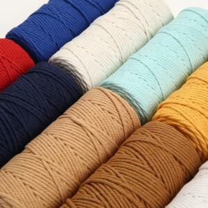 마크라메 코드 천연 코튼 로프  다채로운 실 꼰 DIY 공예품  홈 데코  3mm  100m