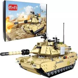 DovOb 육군 탱크 빌딩 블록(1080 PCS) 2차 세계대전 군용 M1A2 에이브럼스 모델 군인 피규어 장난감 선물