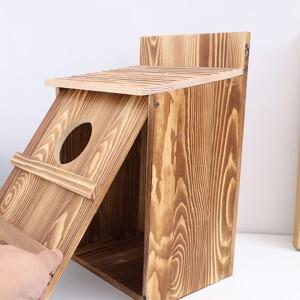 올빼미 집 헛간 둥지 상자 나무 새집 원형 개방  조립 대형 새집에는 장착 나사가 포함되어 있습니다.