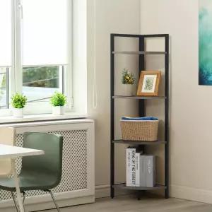 캡하우스 4단 코너 선반 46.5인치 높이 책장 금속 프레임이 있는 디스플레이 랙 원형 유닛 욕실용 소형