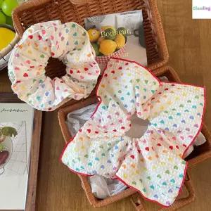 컬러풀 헤어 스크런치 무지개 기본 곱창 사각 패턴 하트 슈슈 2type