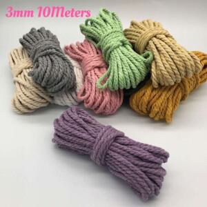 Macrame 코드 3mm 단색 무지 면사 수제 공예 DIY 액세서리 바구니 끈 아트 로프 직조 Bohemie Tapestr