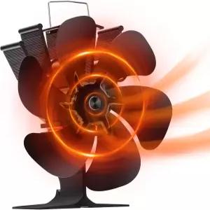 TCFUNDY 6 블레이드 열 구동 우드 스토브 팬 벽난로 비전기 버닝 스토브/펠릿/로그 무음 작동 자기 온도계