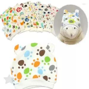 신생아 머리보호 순면 비니 동물 패턴 프린트 아기 두건 봄가을 외출용 부드러운