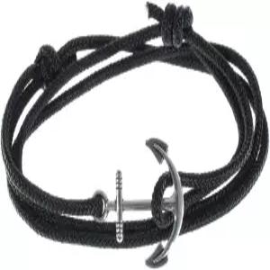 웨스트 코스트 패러코드 남성용 조절식 해상 앵커 및 낚싯바늘 랩 커프 팔찌 - 나일론 로프(블랙 실버