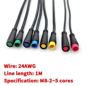 1M M8-2PIN 3핀 4핀 5핀 남성-여성 연장 케이블 녹색 분홍색 파란색 노란색 센서 코드 커넥터 (전기 자전거