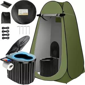 팝업 프라이버시 텐트가 있는 클리라스 캠핑 화장실 휴대용 야외 접이식 변기 RV 여행용 캐리어 가방이