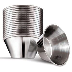 1.5온스 스테인리스 강 조미료 컵(12팩), 개별 부분 디핑 소스 컵, 케첩용 소형 금속 라메킨, 마리나라, 바비큐 소스 등! 재사용 가능한 레스토랑용 조미료