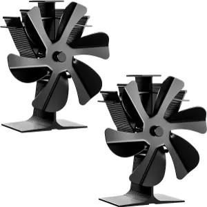 로세세이 2팩 우드 버닝 스토브 팬 블랙 열 구동 벽난로 따뜻한 공기 순환하는 펠릿 통나무 버너 (단일