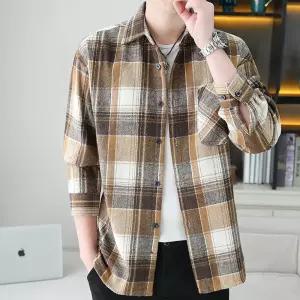 솔저스2 남사친 캐주얼 긴팔남성 셔츠 카라넥티 스트라이프 아우터 격자무늬 봄가을 OPH3