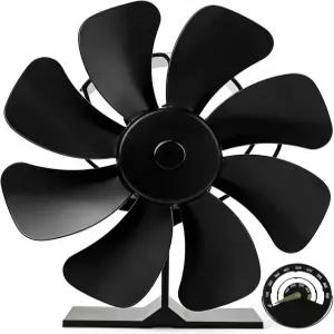 에코캘리그레이 8 블레이드 나무 스토브 팬 자기 온도계가 있는 무전기 벽난로 연소용 통나무 버너용