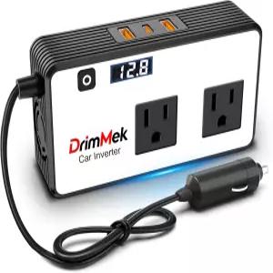 DrimMek 200W 차량용 전원 인버터 (LED 디스플레이 포함) 12V to 110V DC AC 고속 충전기 노트북 휴대폰용