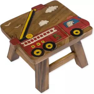 씨 아일랜드 레드 소방차 디자인 핸드 카빙 아카시아 원목 장식 짧은 의자 수입