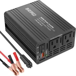 600W 인버터 12V to 110V 차량용 DC AC 전원 (65W USB-C 고속 충전 및 24W USB-A 듀얼 소켓 어댑터 포함)