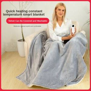 휴대용 부드러운 베르베르 플리스 온열 전기 담요블루 버튼이 자동차 웨어러블 워머 사무실