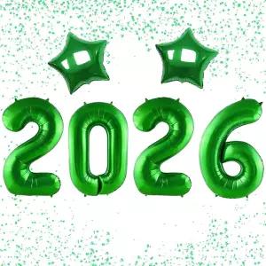 새해 장식 2026 풍선 다크 그린 40인치 숫자 전야 파티 용품을 위한 대형 해피 2026년 크리스마스 생일