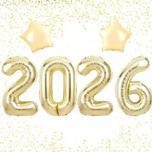 새해 장식 2026 풍선 라이트 골드 40인치 전야 파티 용품 뉴욕 크리스마스 졸업식 생일 배경