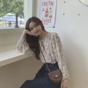 [다잇템] 여성 플라워패턴 빅사이즈 시폰 롱슬리브 블라우스_24642533_588872