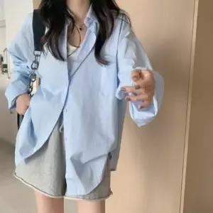 [다잇템] 여성 봄여름 엷은 빅사이즈 일상 롱슬리브 블라우스_24642532_588872