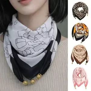 [콩심팥심]여성 자석 쁘띠스카프 사각 마그네틱 숏머플러 봄 가을 간절기 겨울