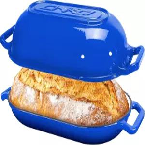 빵 굽는 타원형 더치 오븐 뚜껑과 이중 손잡이가 있는 6QT 에나멜 주철 냄비 돔이 세라믹 사워도우 브레드