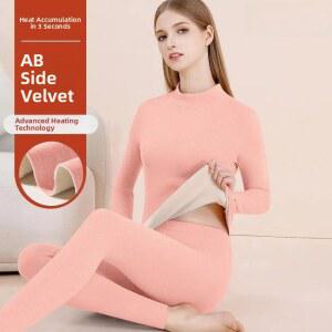 두꺼운 양털 여성용 의류 기본 보온 가을 사이즈 속옷 겨울 이중 레이어 세트 따뜻한 이너웨어