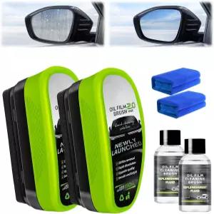 오일프리 차량 유리 브러시 2개 세트 업그레이드 2.0 투명 시야 세정제 자동차 창문용 유막 제거