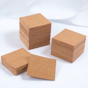 36PCS 2MM 자체 단열 미끄럼 스타일 패드 공예 받침 접착 사각형 빈티지 DIY 장식 방지 코르크 매트 천연 나무