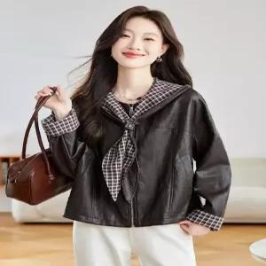 블랙팬서 여자 가을 캐주얼 가죽옷 코트 후드 케이프 탈부착 OPH3