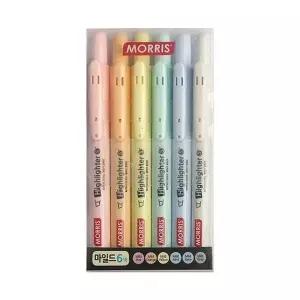 형광펜 세트 6색 1.0mm 노란색 주황색 분홍색 민트 네이비 그린