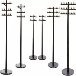 가나조노 전봇대 모델 기차 액세서리 6종 세트 1 87 전기 전신주 조기 교육용 놀이 모래 테이블 장식 규모