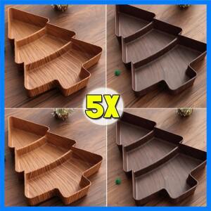 1/5x 크리스마스 트리 과일 접시 플라스틱 캔디 스낵 보관 트레이 건조 과일 멜론 접시 가정용 새해 파티