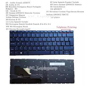 호환  HP Elite Dragonfly G1 G2 Max 키보드 블루백라이트 포함 프레임 없음용 새 AF BR BU GR HU IT LA ND