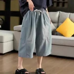 피콜로 빈티지 캐주얼 팬츠 여친 청 면 데일리룩 청바지 워싱 해지 입체핏 칠부 KUK1